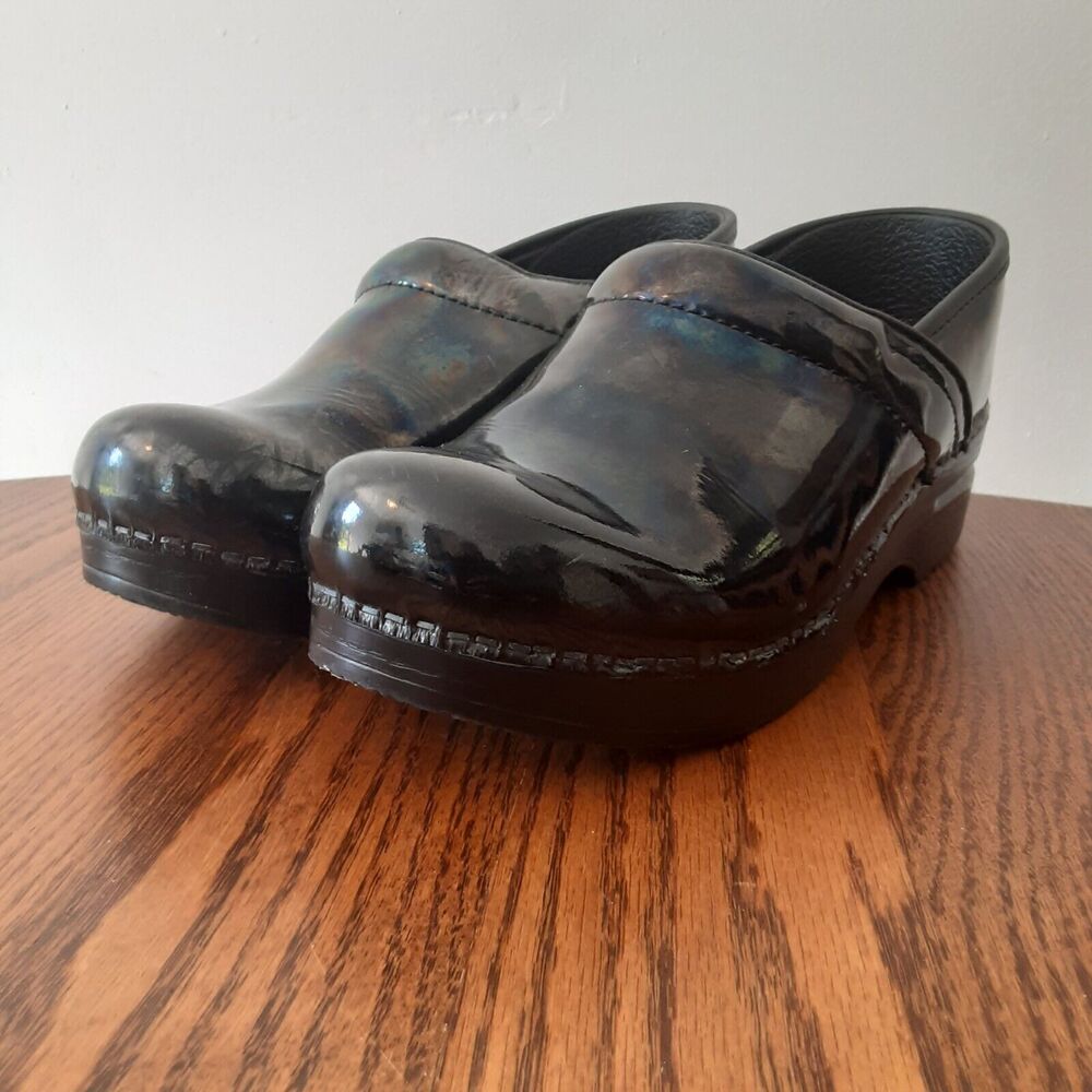 Dansko Black Patent Leather Clogs